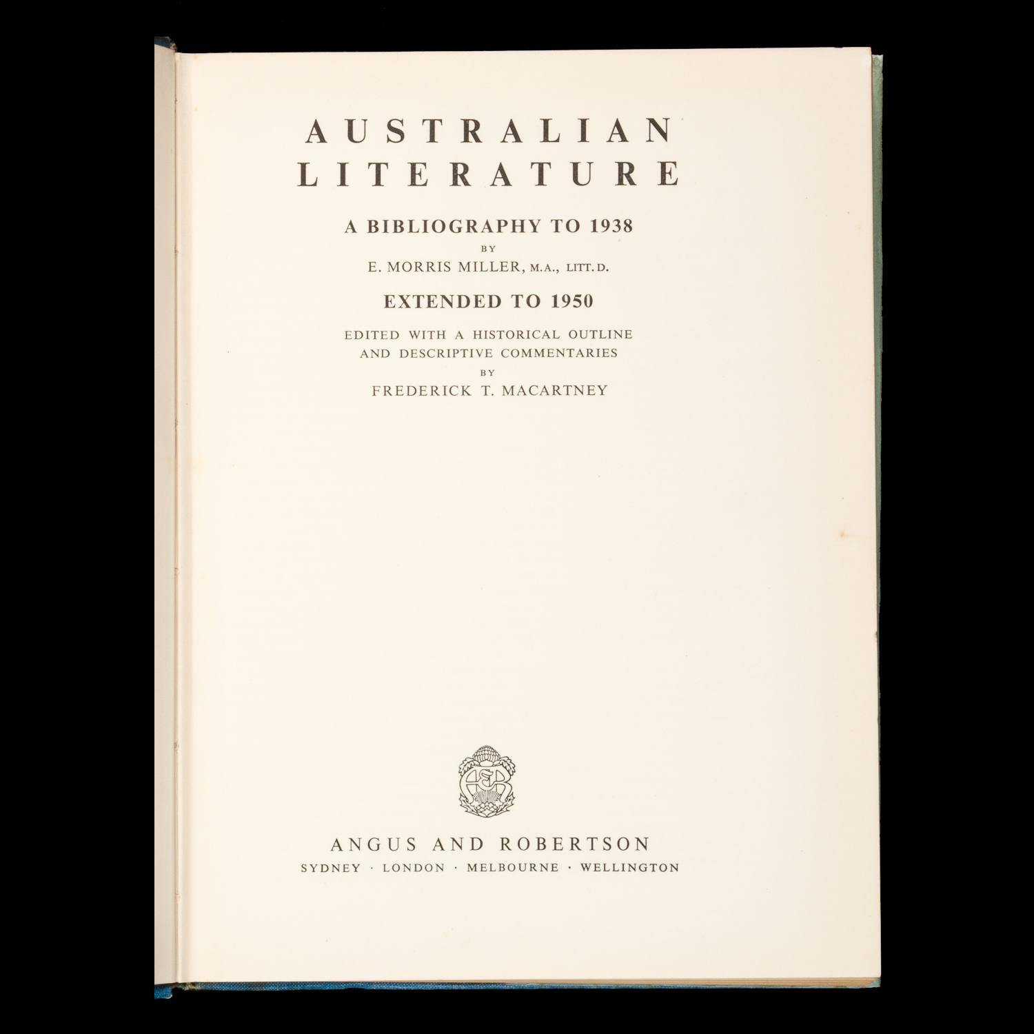 Australian literature. A bibliography to 1938. Extended to 1950